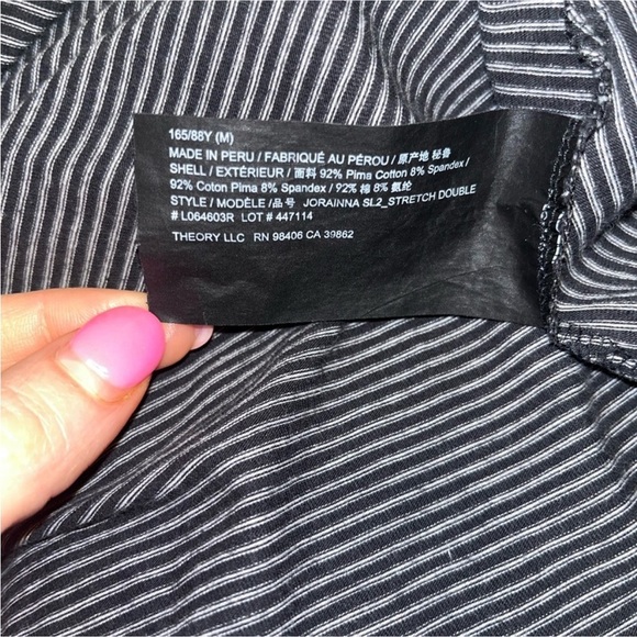 Theory Black and Gray Striped Midi Dress- Medium - Picture 3 of 5
